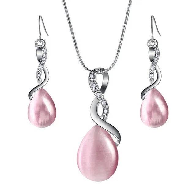 Women’s fashion opal necklace and earrings set