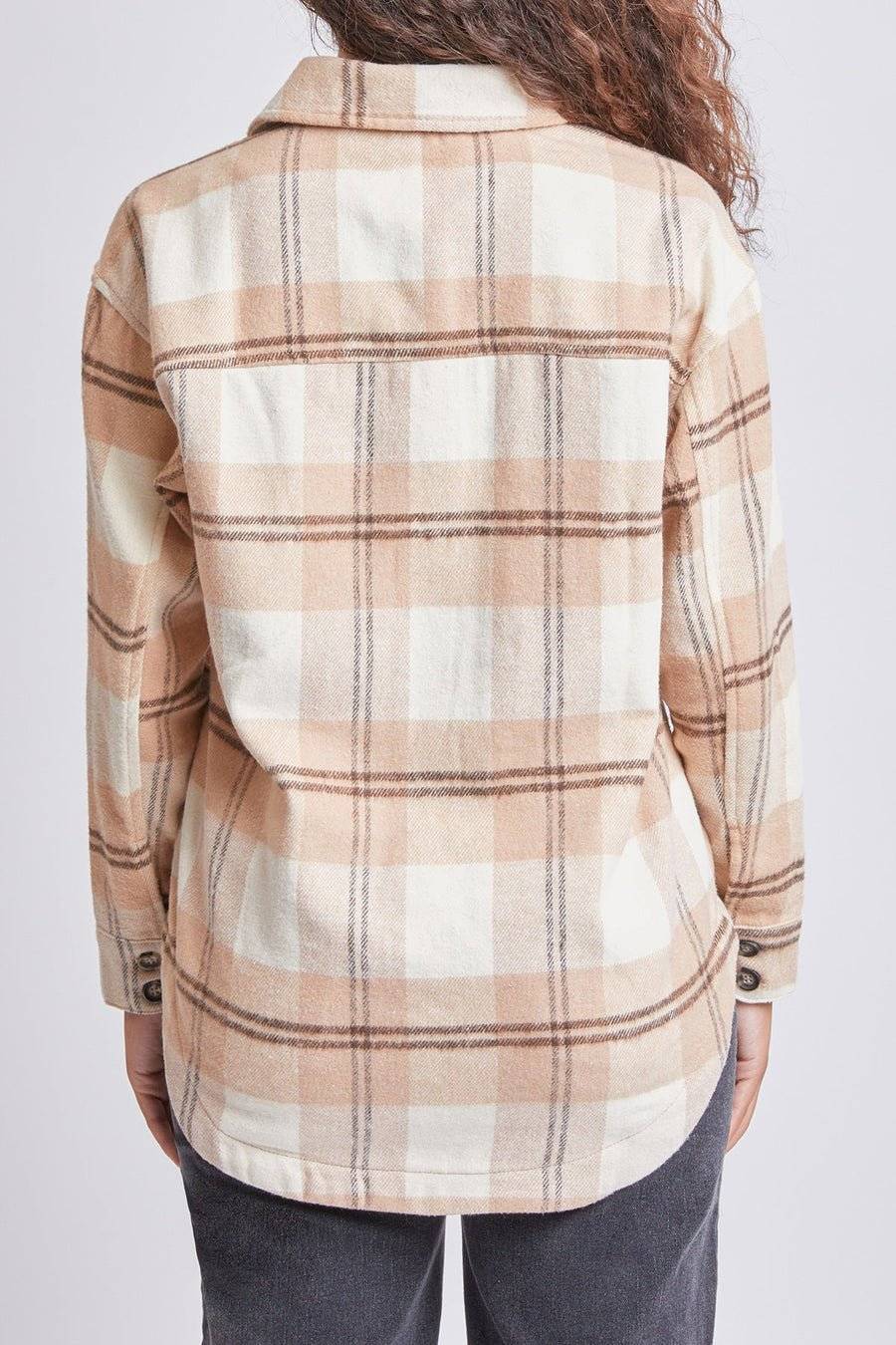 JUNIOR/WOMEN OVERSIZED PLAID FLANNEL SHACKET - AZRIA