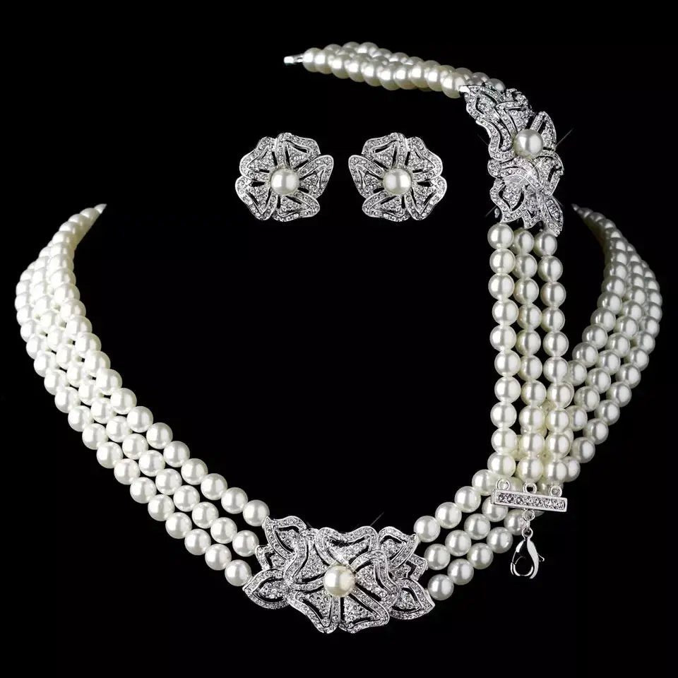 Women's bridal/evening/formal Pearls jewelry set - AZRIA