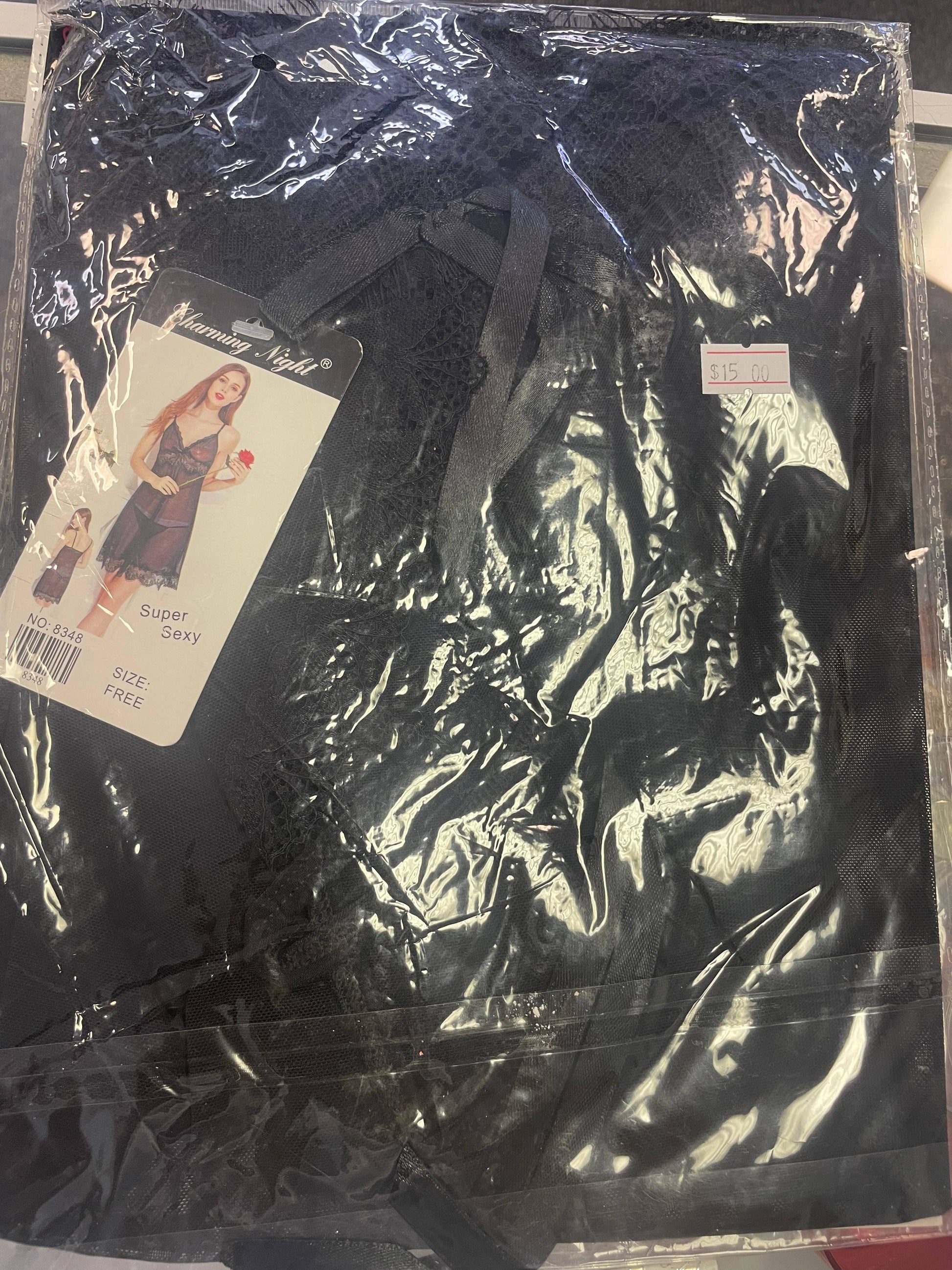 a plastic bag with a picture of a woman on it