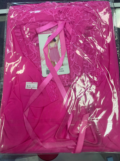 a package of pink lingerie with a picture of a woman